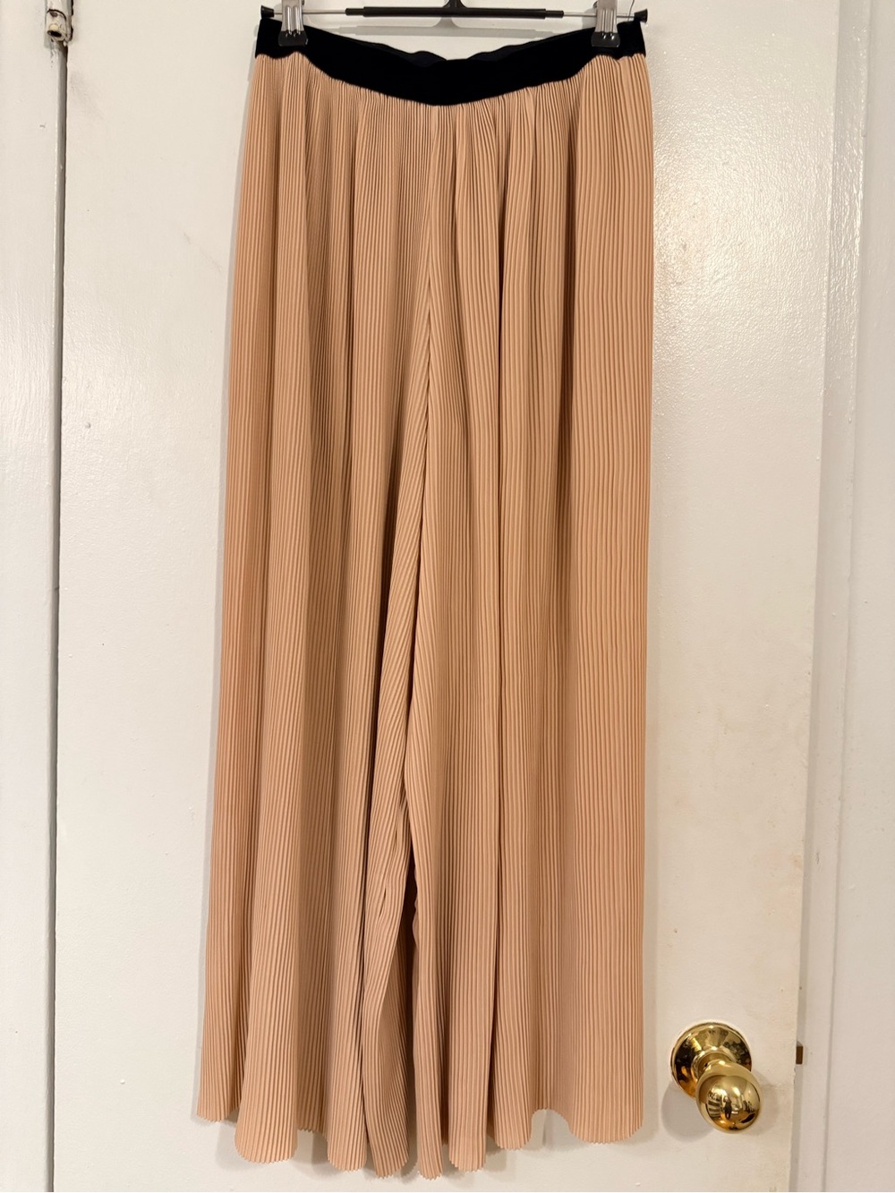 Zara Pink Pleated Wide-Leg Pants with Black Waistband